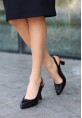 Tigan Siyah Cilt Topuklu Ayakkabı